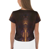 Close-up of SurArt 82 crop tee's unique pattern.